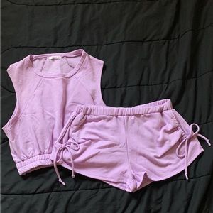 Drawstring Ruched Side Crop Tank Top & Shorts Set